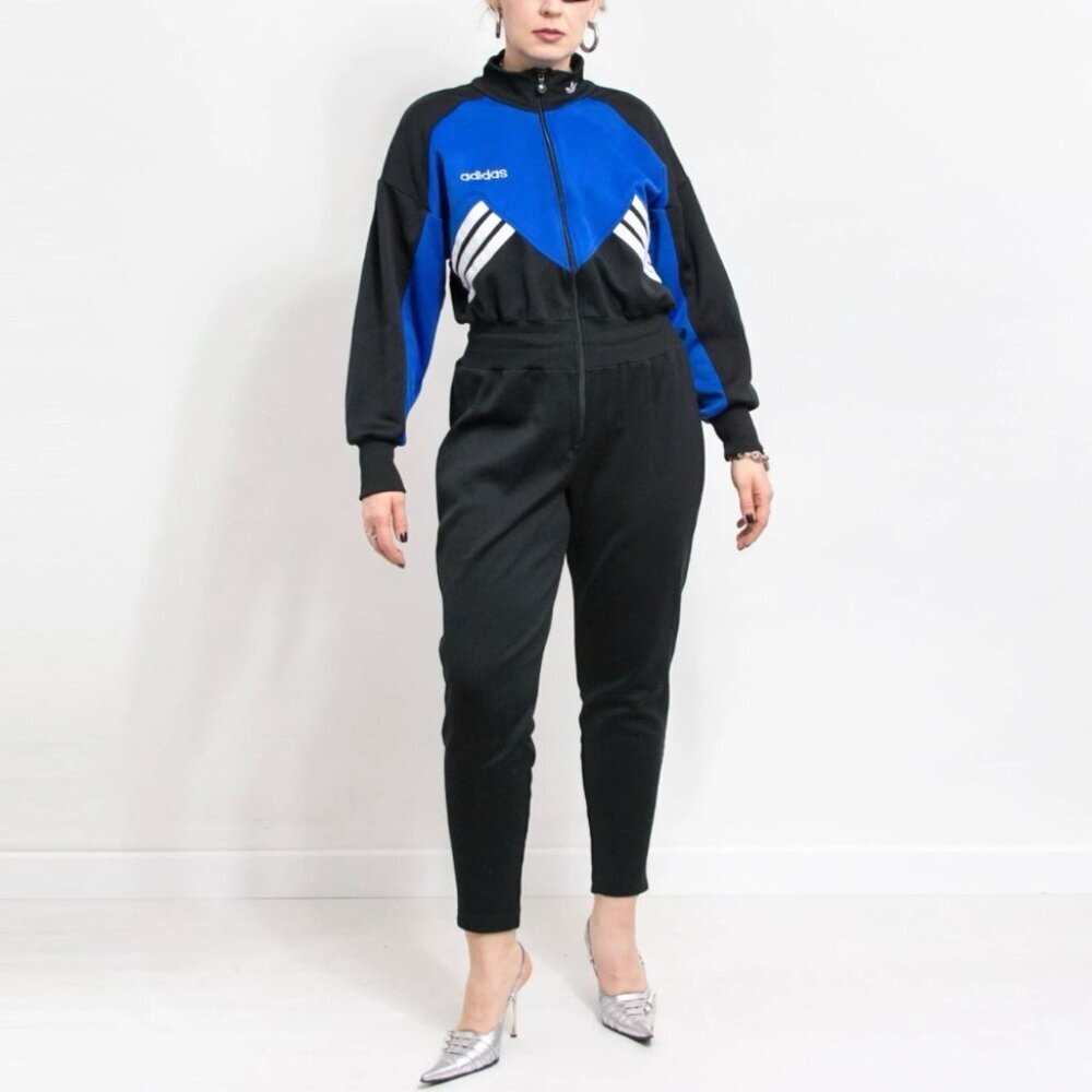 Vintage 80s adidas Blue & Black Boilersuit Dungarees | Unisex One-Piece L - Picture 6 of 6